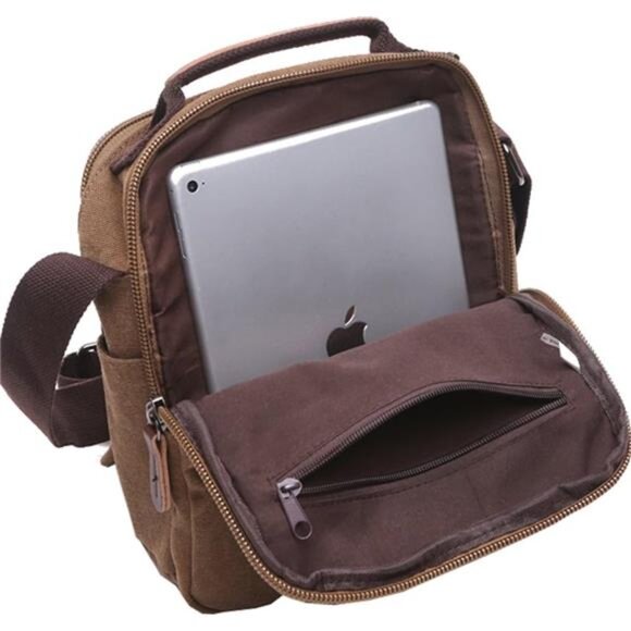 Small Canvas Crossbody Shoulder Bag Messenger Bag Work Bag - Picture 3 of 7